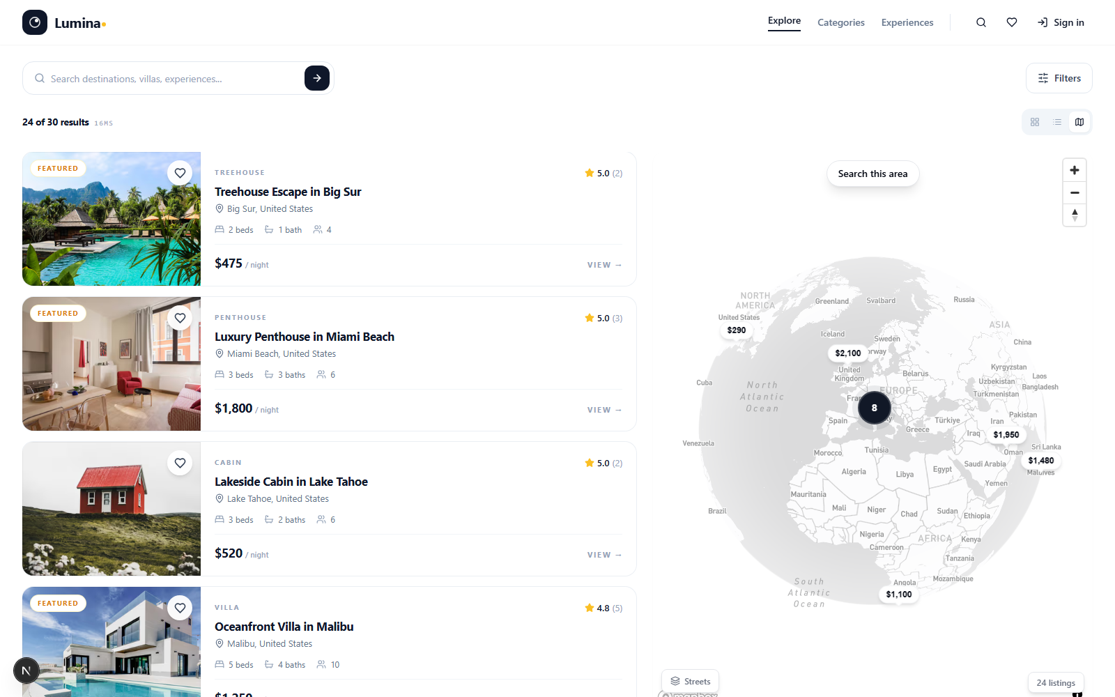 Lumina Marketplace — interface preview